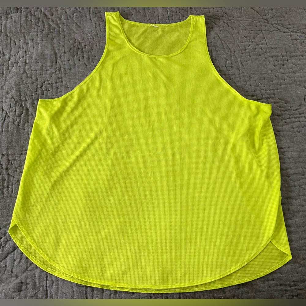 Fabletics Cashel Cropped Swing Tank Top Citron Neon Yellow Lime Highlighter XL